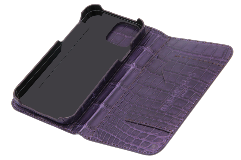 スマートフォンケース ポケット付 フォールディングタイプ プレミアム パープル for Apple iPhone 12 / 12 Pro