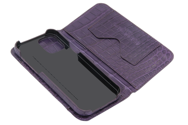 スマートフォンケース ポケット付 フォールディングタイプ プレミアム パープル for Apple iPhone 12 / 12 Pro