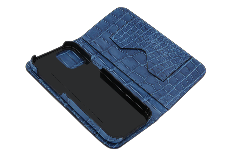 スマートフォンケース ポケット付 フォールディングタイプ プレミアム 藍 for Apple iPhone 13 / iPhone 13 Pro