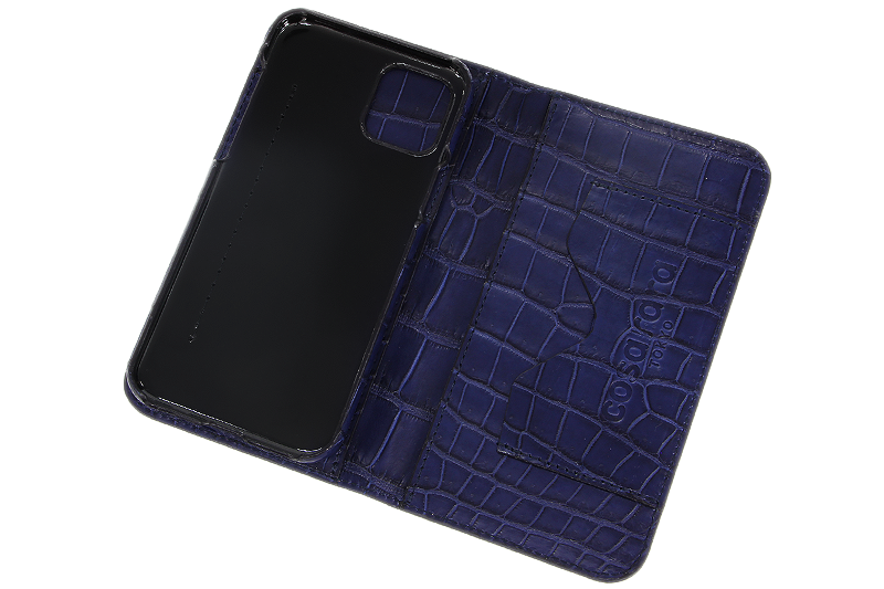 スマートフォンケース ポケット付 フォールディングタイプ プレミアム ブルー for Apple iPhone 13 / iPhone 13 Pro