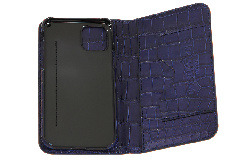 スマートフォンケース ポケット付 フォールディングタイプ プレミアム ブルー for Apple iPhone 13 / iPhone 13 Pro