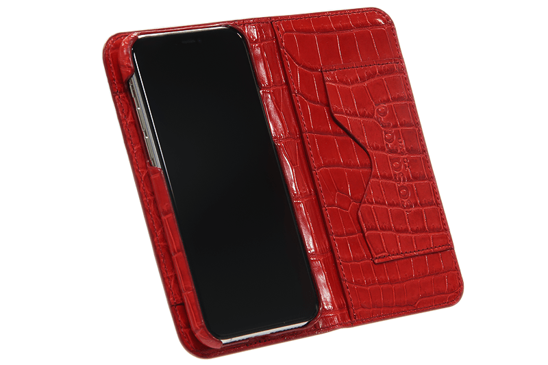 スマートフォンケース ポケット付 フォールディングタイプ プレミアム レッド for Apple iPhone 13 Pro Max