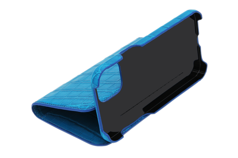 スマートフォンケース ポケット付 フォールディングタイプ プレミアム ターコイズブルー for Apple iPhone 13 Pro Max