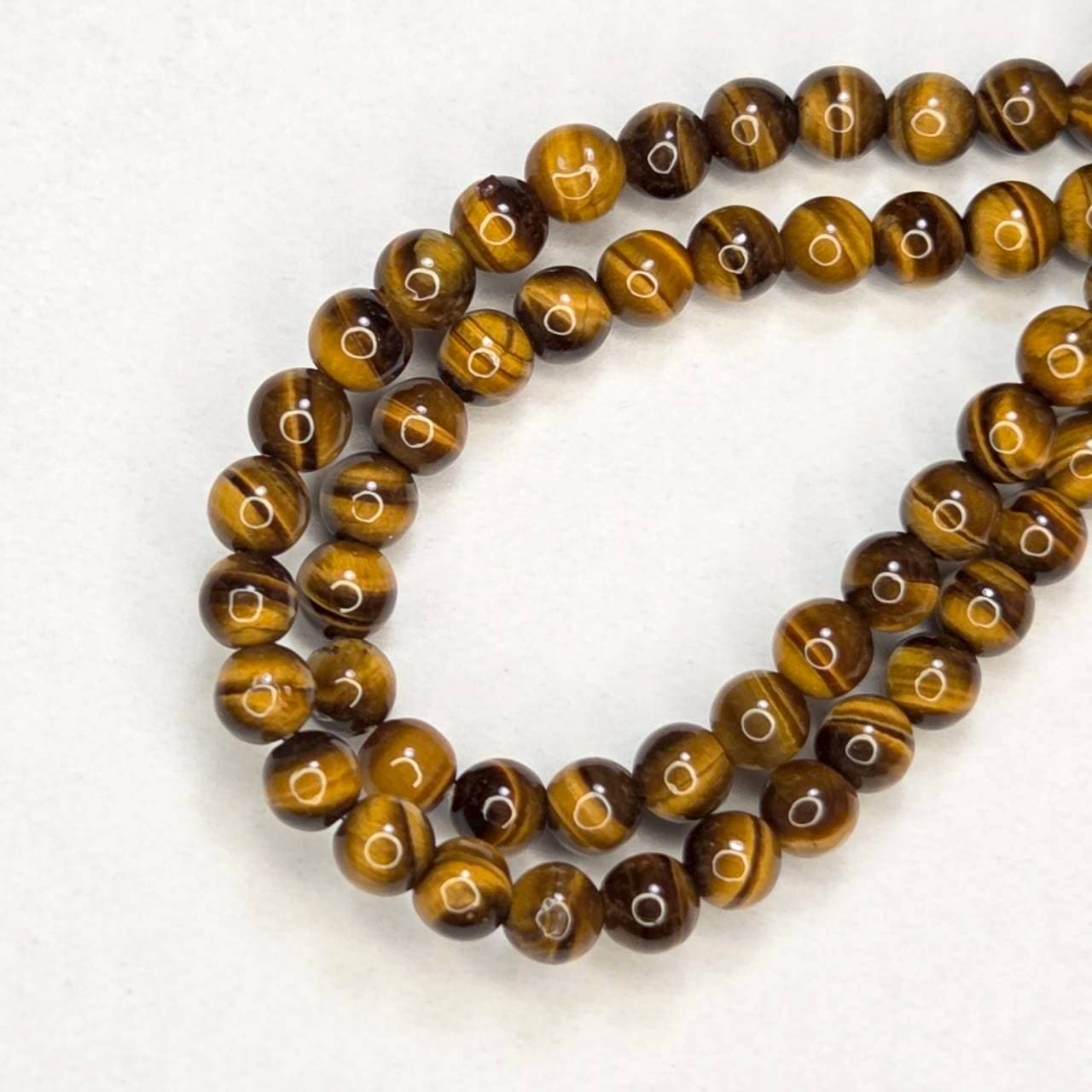 天然石連ビーズ‐タイガーアイ４㎜