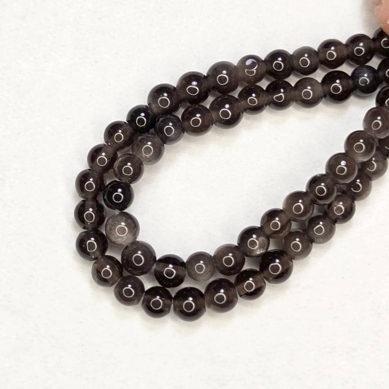 天然石連ビーズ‐オブシディアン4㎜