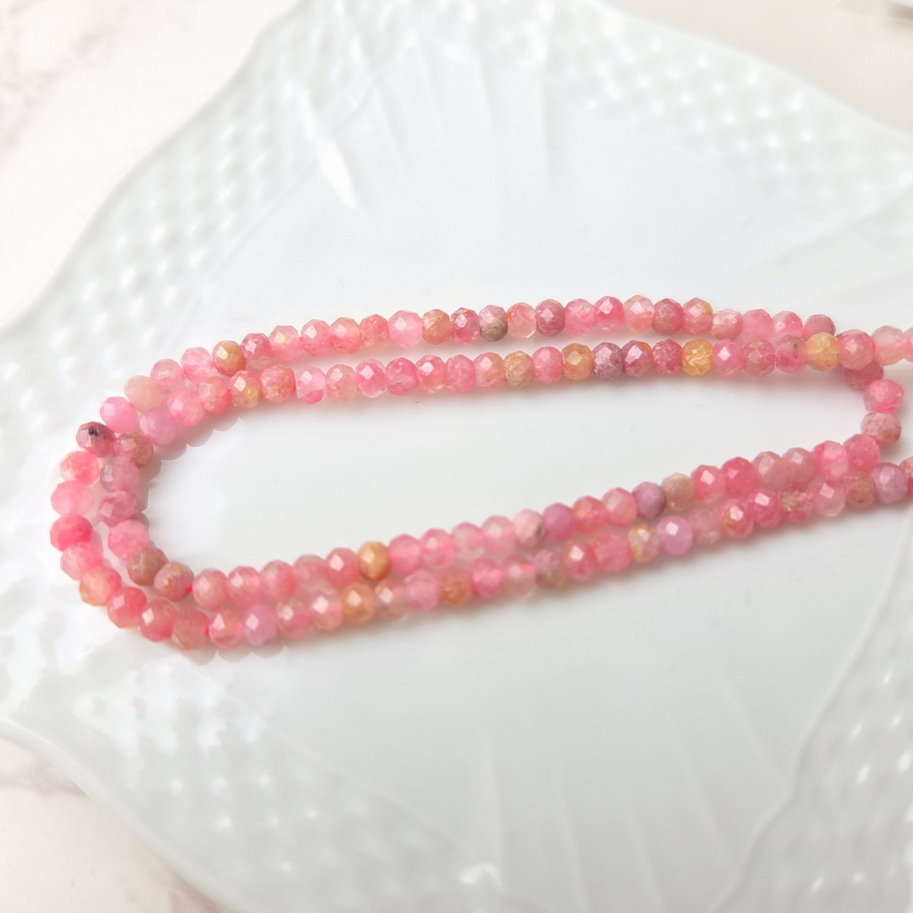 天然石連ビーズバラ石3×4mm