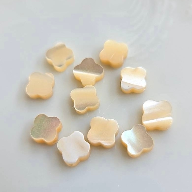 天然シェル:キャラメルシェル花8㎜縦穴(6個入り)