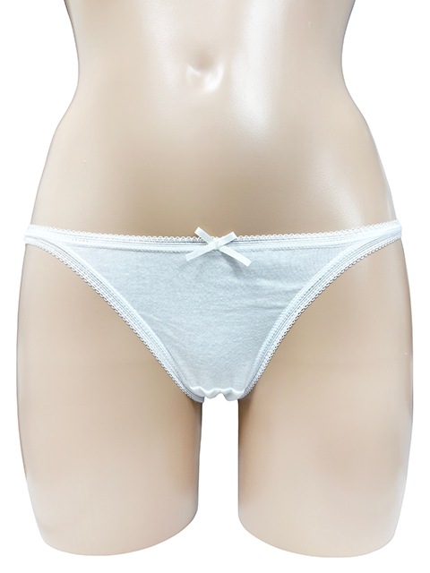 コスメイトオリジナル 綿素材リボン付きピコレースショーツ