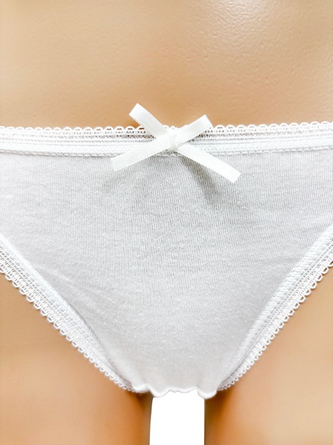コスメイトオリジナル 綿素材リボン付きピコレースショーツ