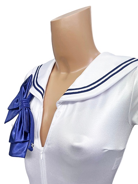 コスメイトオリジナル 単色タイプスーパーウェット 長袖セーラー レオタード<ホワイト>