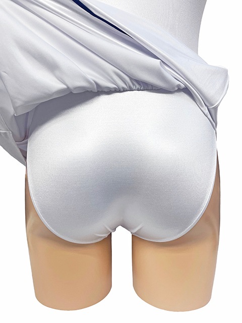 コスメイトオリジナル 単色タイプスーパーウェット 長袖セーラー レオタード<ホワイト>