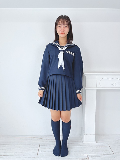 秋冬 セーラー服 濃紺