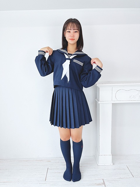 秋冬 セーラー服 濃紺
