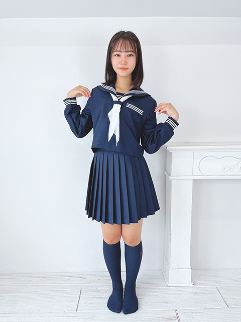 秋冬 セーラー服 濃紺