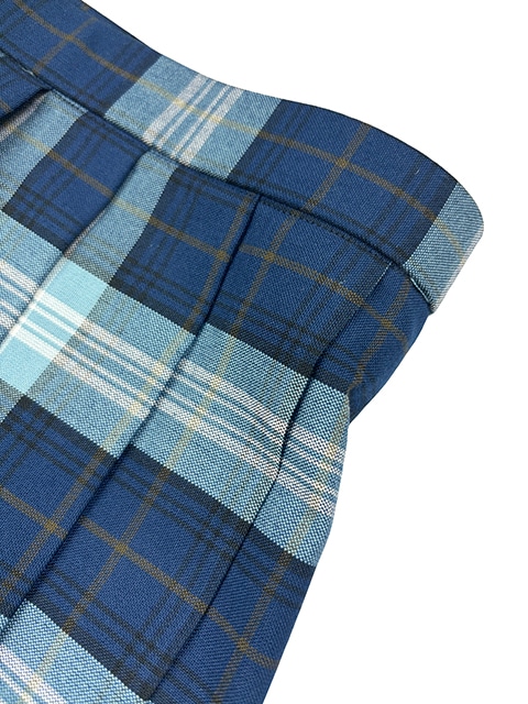 チェック プリーツ スカート 青×グレー