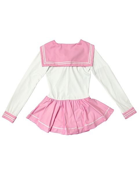 コスメイトオリジナルスベスベ素材 長袖 セーラー レオタード<ピンク>