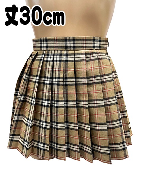 チェック プリーツ スカート ベージュ