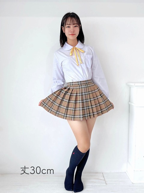 チェック プリーツ スカート ベージュ