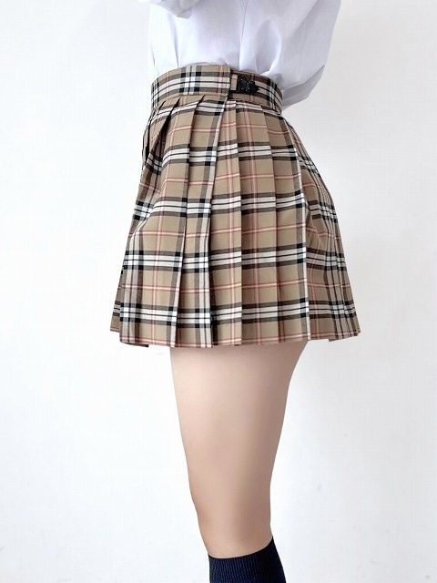 チェック プリーツ スカート ベージュ