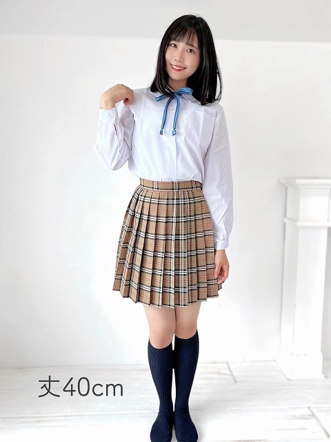 チェック プリーツ スカート ベージュ