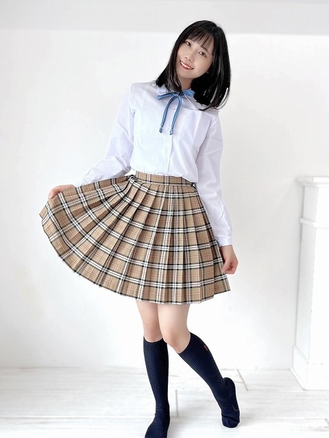 チェック プリーツ スカート ベージュ