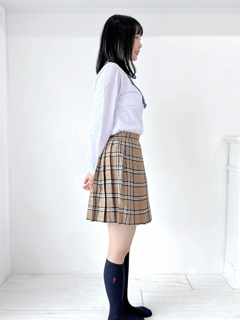 チェック プリーツ スカート ベージュ
