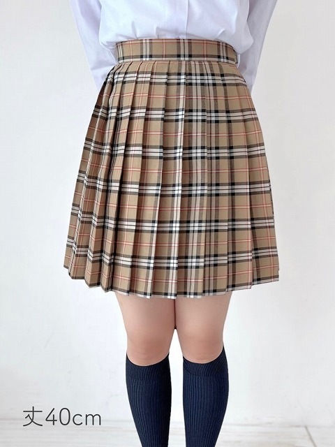 チェック プリーツ スカート ベージュ