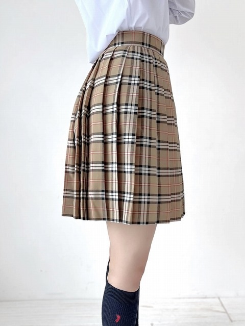 チェック プリーツ スカート ベージュ