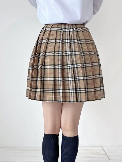 チェック プリーツ スカート ベージュ