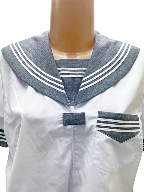 春夏 半袖 セーラー服 杢グレー