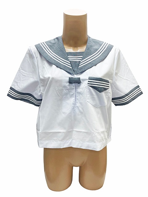 春夏 半袖 セーラー服 杢グレー