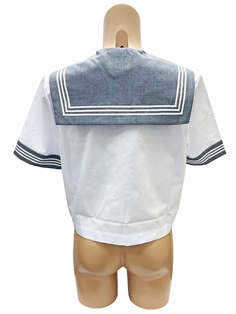 春夏 半袖 セーラー服 杢グレー