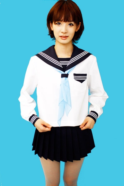 秋冬セーラー服 オフホワイト×濃紺