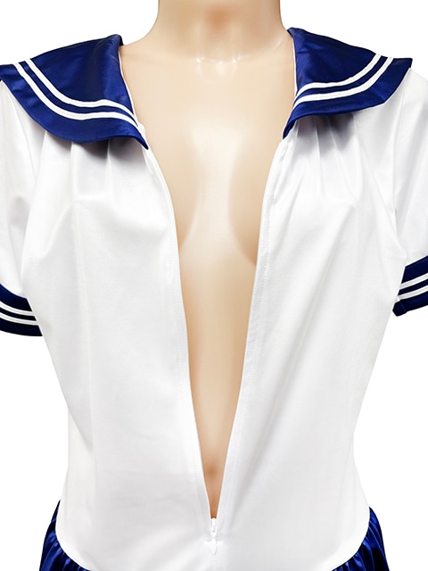 【受注生産】5Lサイズ コスメイトオリジナル 配色タイプスーパーウェットセーラーレオタード<ネイビー>