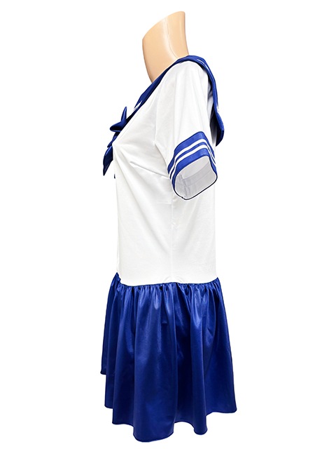 【受注生産】5Lサイズ コスメイトオリジナル 配色タイプスーパーウェットセーラーレオタード<ネイビー>