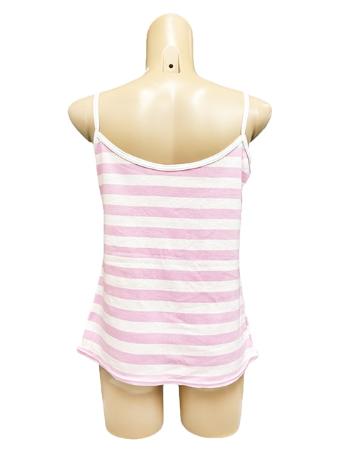 コスメイトオリジナル 綿100%ピンクボーダー パッド付キャミソール