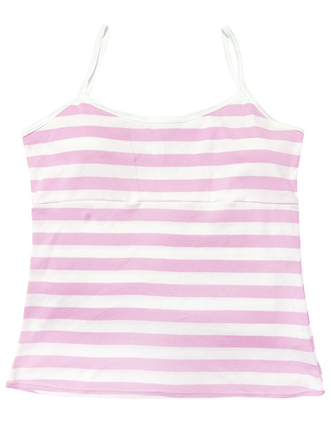 コスメイトオリジナル 綿100%ピンクボーダー パッド付キャミソール