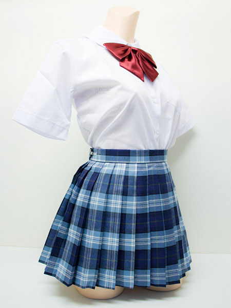 チェック プリーツ スカート 青×グレー