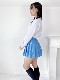 水色プリーツスカート ミニ丈 日本製