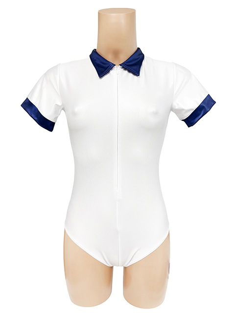 コスメイトオリジナル スーパーウェット襟付きフロントファスナー体操着レオタード