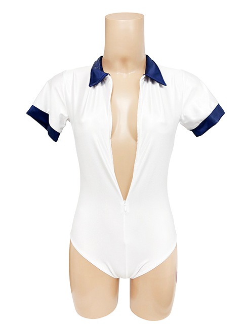 コスメイトオリジナル スーパーウェット襟付きフロントファスナー体操着レオタード