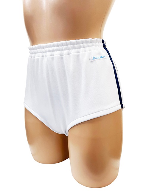 【限定カラー】コスメイトオリジナル SchoolMateライン入りブルマー ホワイト×ネイビー