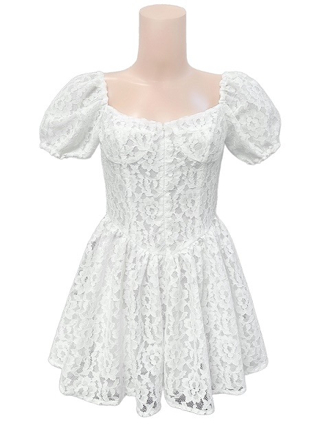 コスメイトオリジナル ハートネックミニ丈レースワンピース【インナー付き】