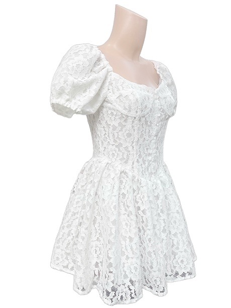 コスメイトオリジナル ハートネックミニ丈レースワンピース【インナー付き】