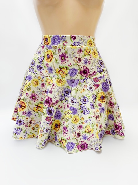 コスメイトオリジナル 花柄二段フレアースカート