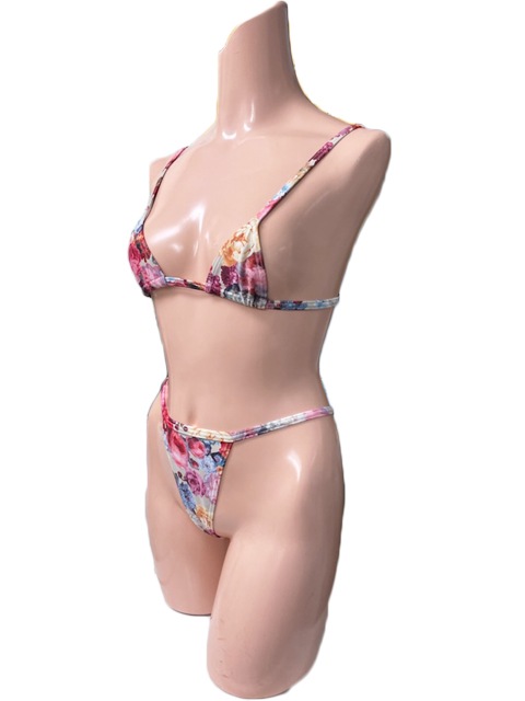 コスメイトオリジナル 2WAYストレッチ素材花柄マイクロビキニ