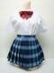 チェック プリーツ スカート 青×グレー