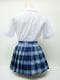 チェック プリーツ スカート 青×グレー