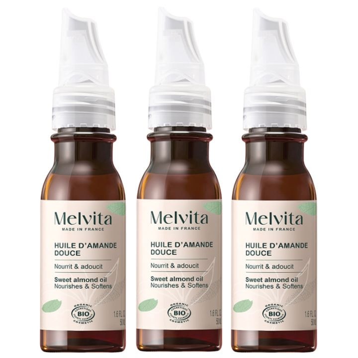 [メルヴィータ]ビオオイル　スィートアーモンドオイル 50ml 3本セット<br>[MELVITA]HUILE D'AMANDE DOUCE　50ml　3ｐｃｓ