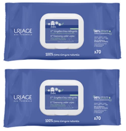 [ユリアージュ]ベビー クレンジングシート　70シート　2個セット<br> [URIAGE]  1ERE EAU NETTOYANT SANS RINCAGE LINGETTES 70sheet x2
